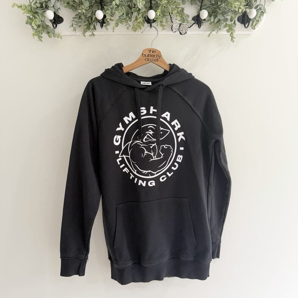 Gymshark Mens Lifting Club Black Hoodie Small Graphic gym training W6027